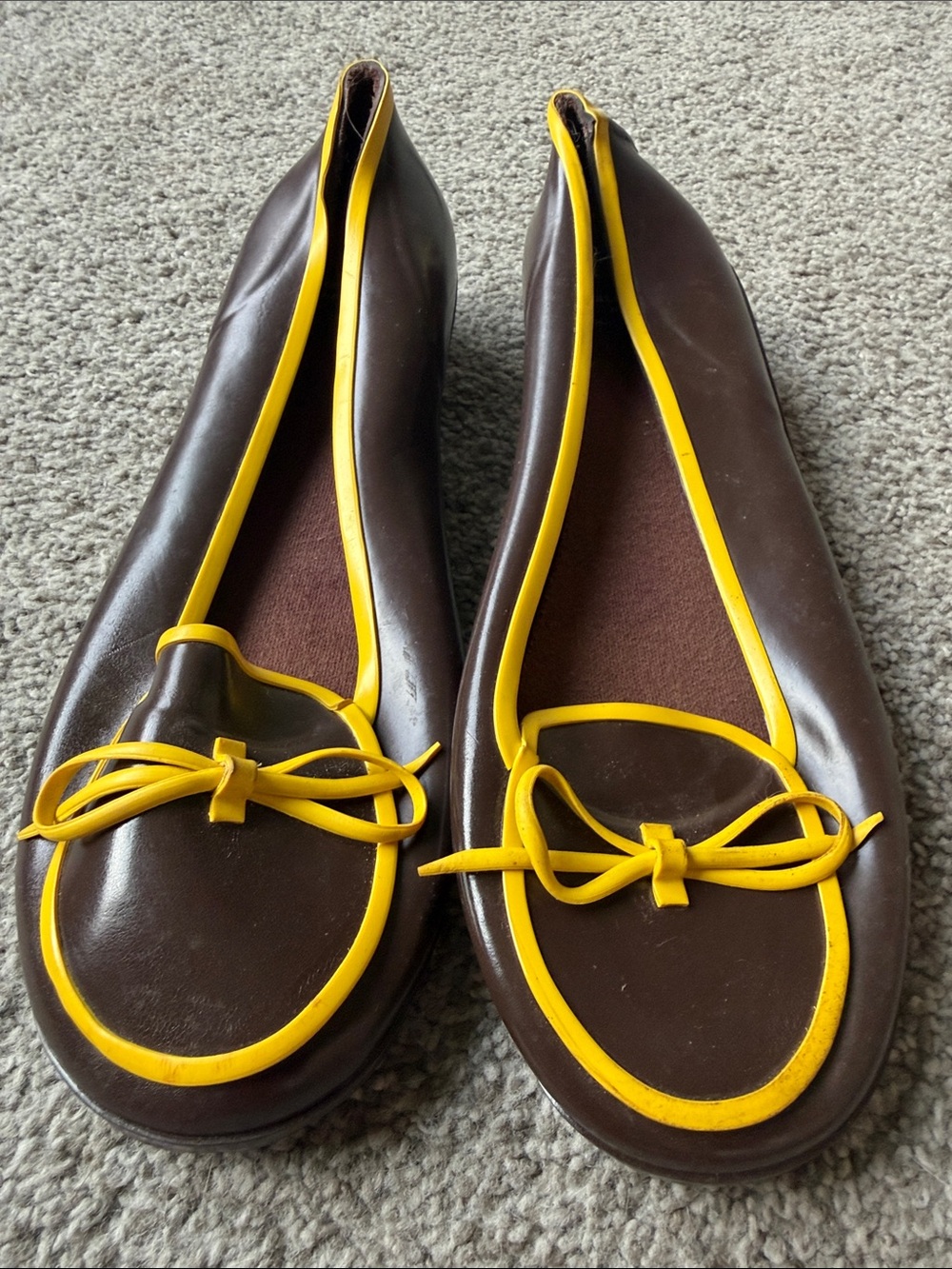 Kate Spade size 8 Brown and Yellow Ballerina Flats